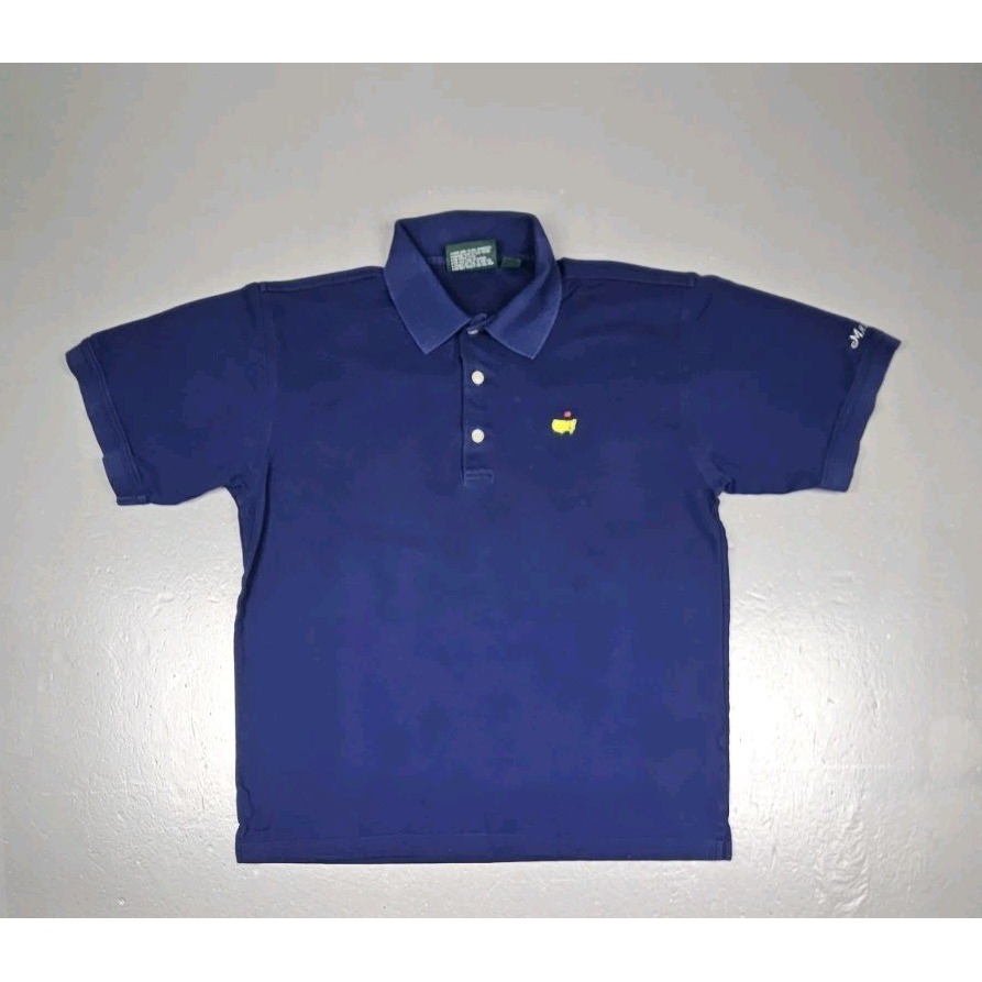 Masters Collection The Masters Polo Shirt Mens Medium Golf Blue Short Sleeve
